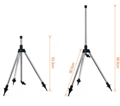 Tripod extending height sprinkler