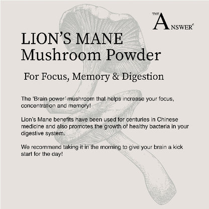 Lion's Mane 100% Organic Mushroom Powder