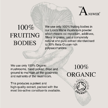 Lion's Mane 100% Organic Mushroom Powder