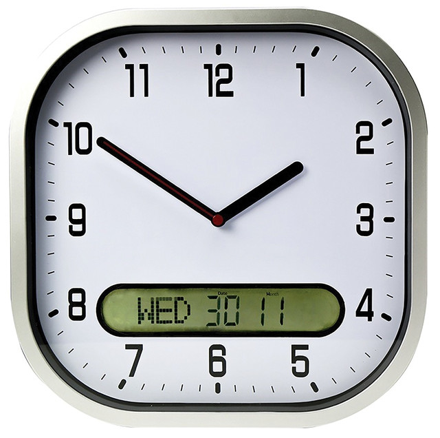 Clear Time Day Date Wall Clock