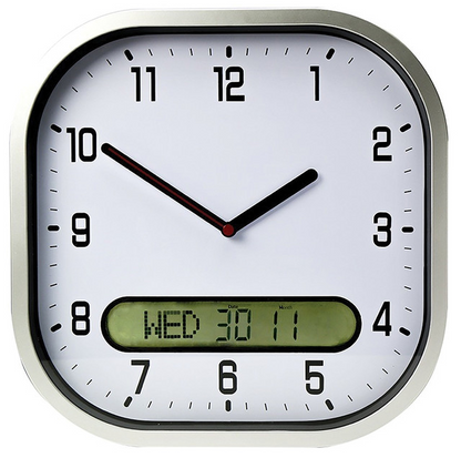 Clear Time Day Date Wall Clock